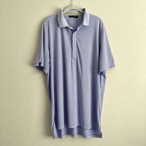 RLX Ralph Lauren Shirt Mens XL Blue White Striped Polo Golf Performance Wicking